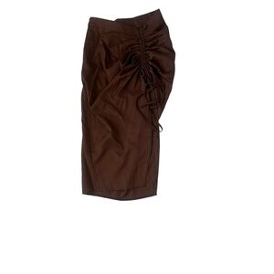 Pretty Little Thing Brown Ruched midi skirt